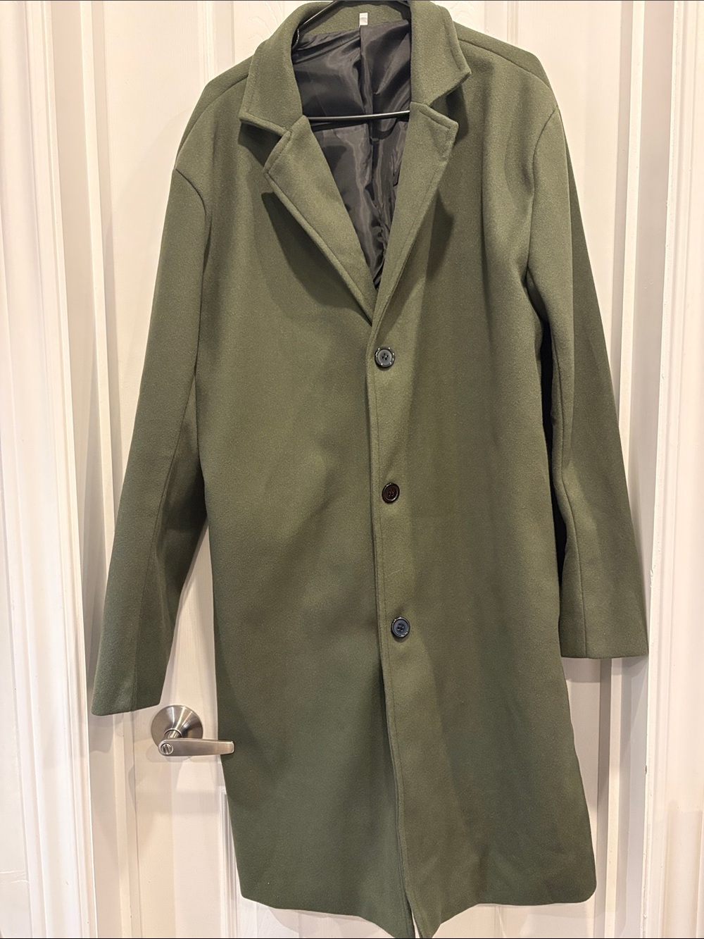 Olive Green Single-Breasted Overcoat